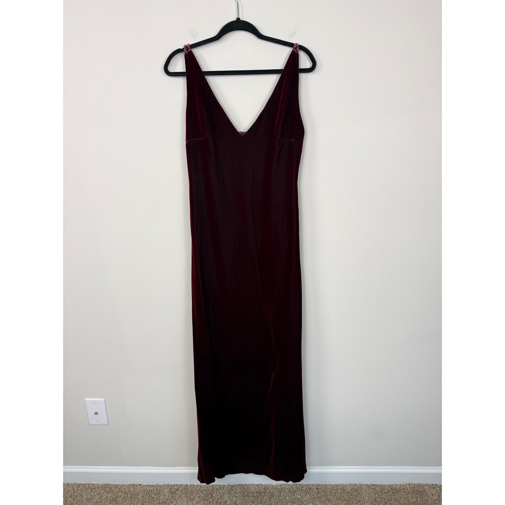 Vintage Linda Allard Ellen Tracy NWTs $495 Velvet Gown 6 Burgundy Beaded Straps